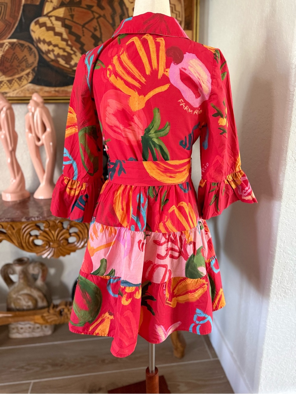 Farm Rio Belted printed cotton-poplin mini shirt dress - Picture 4 of 11
